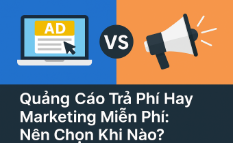Biểu đồ so sánh giữa quảng cáo trả phí và marketing miễn phí trong chiến lược tiếp thị